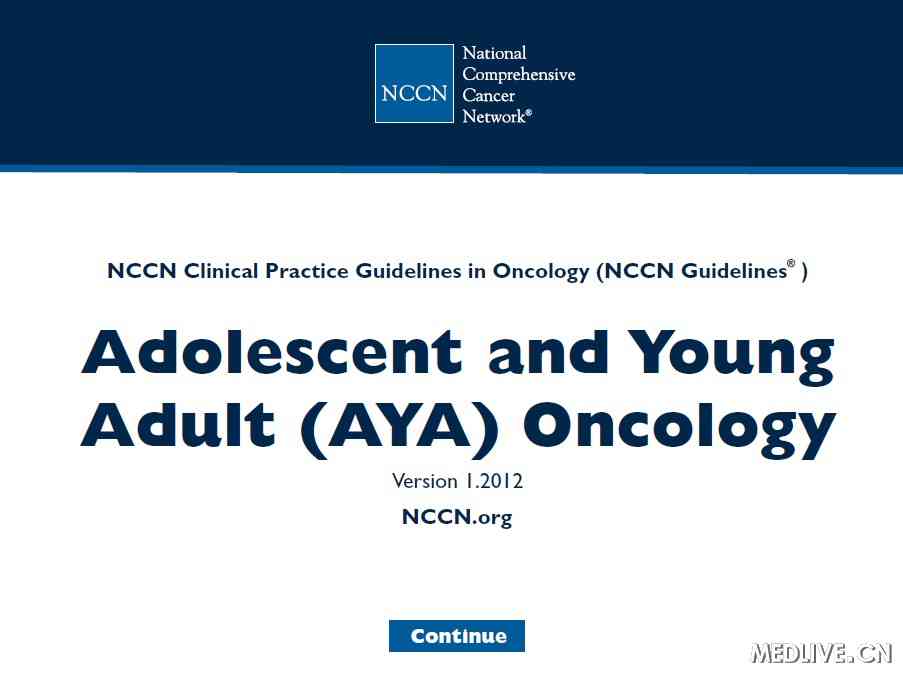 NCCN新癌症指南:关注年轻人需求