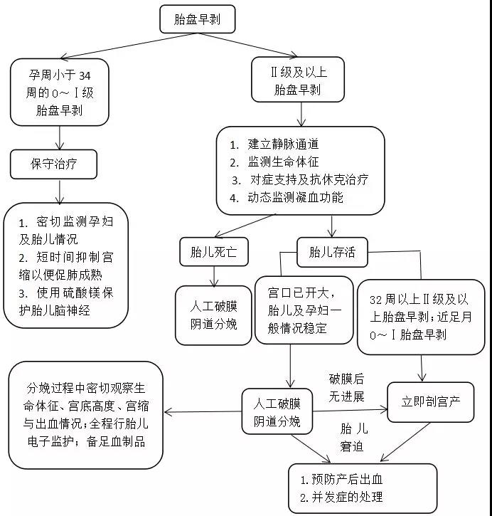 胎盘早剥的诊断、治疗流程图