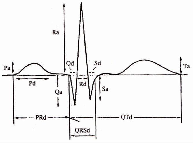 常規心電圖的波形和測量定義示意圖